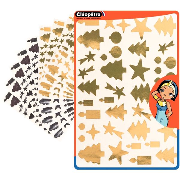 Pochette de 440 gommettes adhésives métallisées modèle fête, coloris or et argent, N.C — TRAVAUX MANUELS