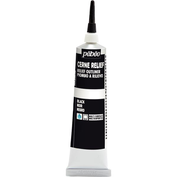 Tube à canule cerne relief 37 ml noir, N.C — DESSIN SCOLAIRE ET PROFESSIONNEL