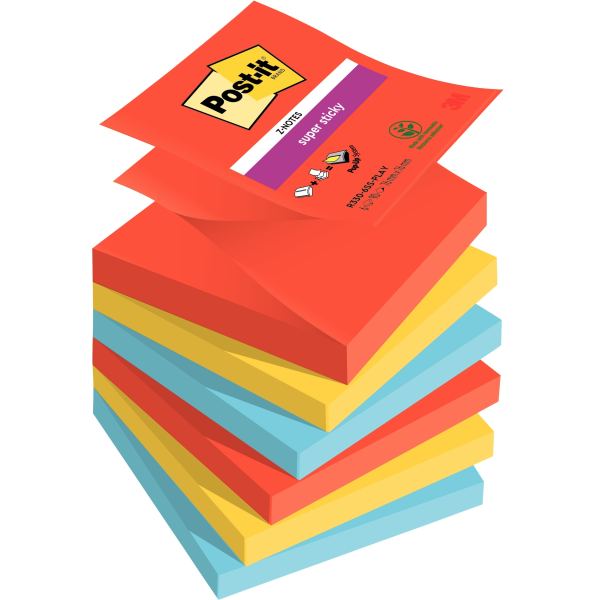Lot de 6 blocs Z notes sticky post it 90 feuilles 76 x 76 mm collection playful, Post-it — Notes adhésives & distributeurs