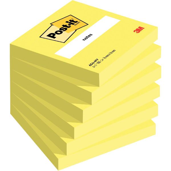 Post-it Bloc-note adhésif, 76 x 76 mm, jaune — Notes adhésives & distributeurs