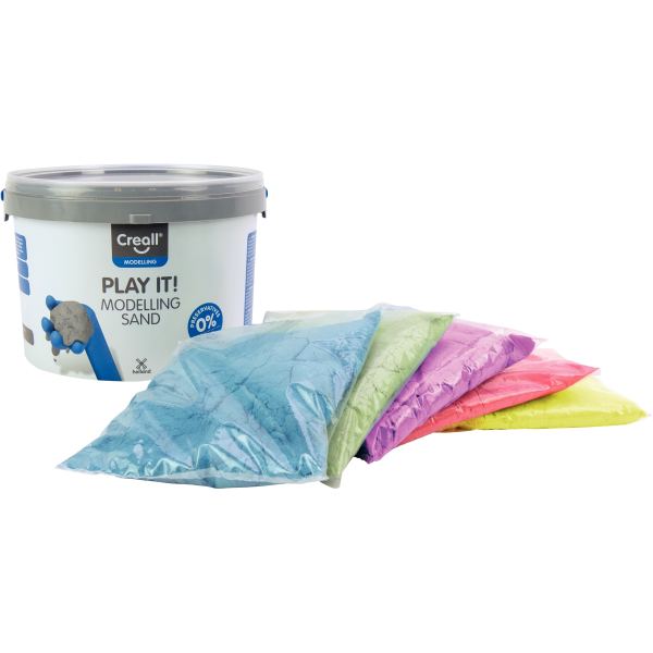 Seau de 2500 g sable magique 5 couleurs assortis — Non classé