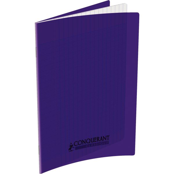 Cahier Piqué Conquérant Classique Couverture Polypropylène Rigide Transparente A5+ 17x22 cm 32 Pages 90g Séyès Violet…