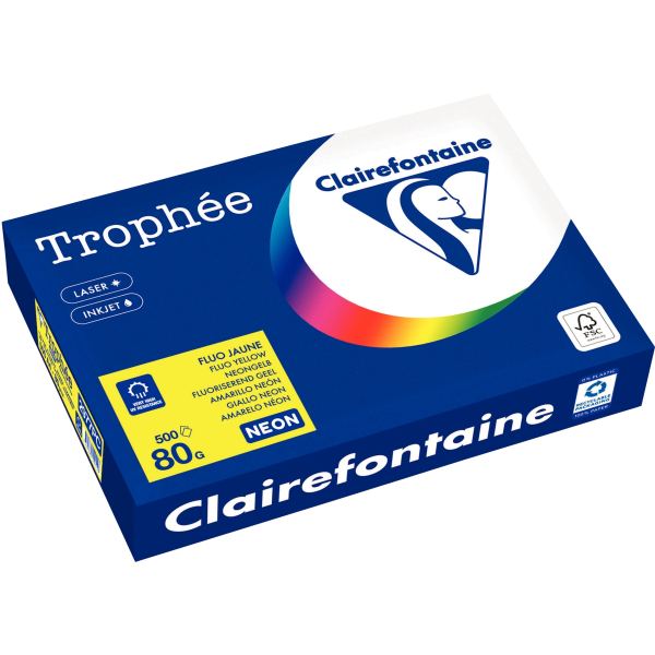 Ramette de 500 feuilles format A4 80g jaune fluo CLAIREFONTAINE — Non classé