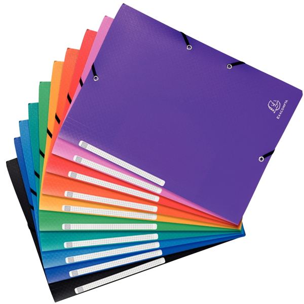 Paquet de 10 chemises 3 rabats à élastiques OPAK en polypropylène 5/10ème, coloris assortis, N.C — Classement