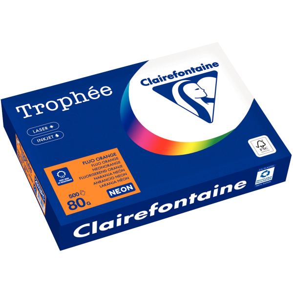 Ramette de 500 feuilles format A4 orange fluo CLAIREFONTAINE — Non classé