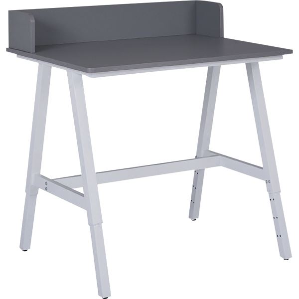 Bureau home office Emmelie plateau gris/piètement blanc, N.C — MOBILIER