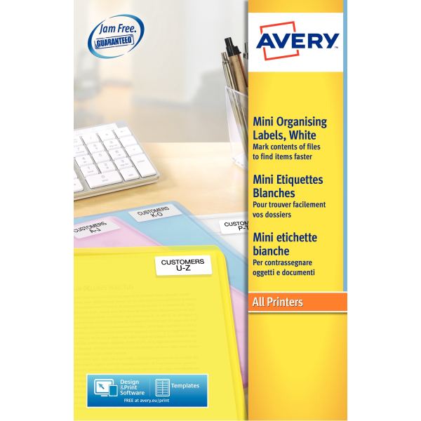 AVERY Mini étiquette d'adresse laser, 22 x 12,7 mm, blanc — Etiquettes d'expéditions