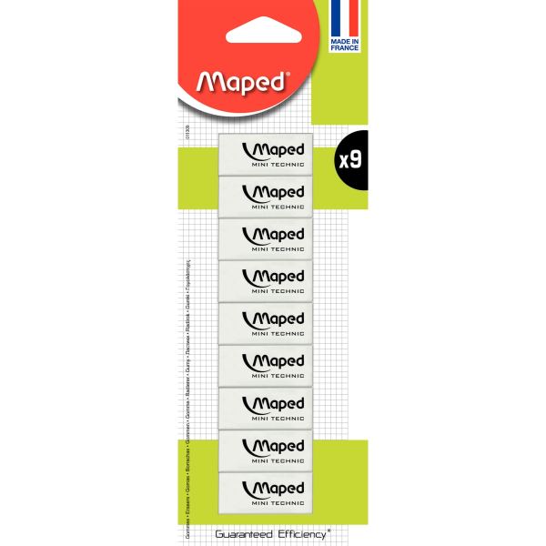 Blister de 9 gommes Mini Technic, N.C — ECRIRE ET CORRIGER