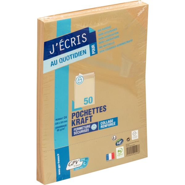 GPV Pochettes d'expédition, C4, 229 x 324 mm, kraft brun — Pochettes d'expéditions
