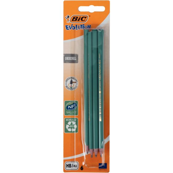 Blister de 6 crayons graphite HB Evolution — Écrire et corriger