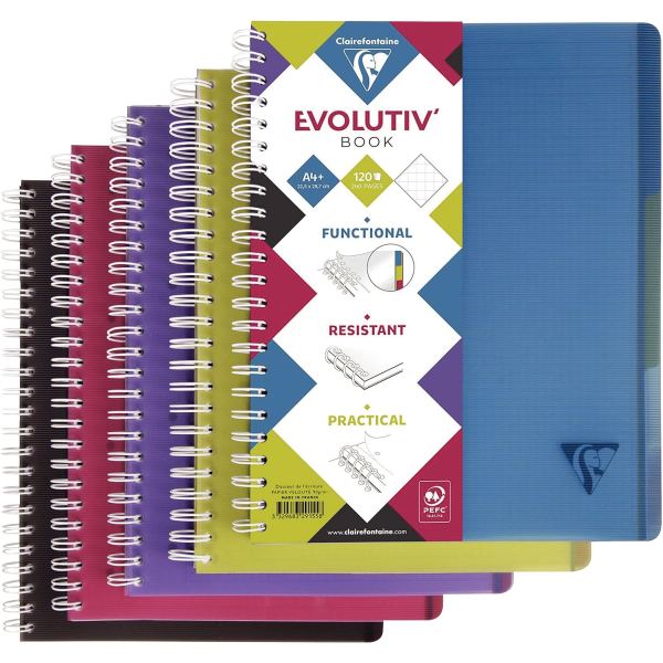 Clairefontaine Cahier Evolutiv'book, A4+, quadrillé 5x5 — Reliures spirales avec micro-perforation