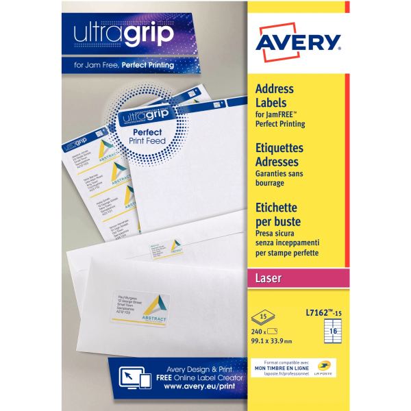 Paquet de 240 étiquettes adresse laser blanc 99,1x33,9mm, N.C — COURRIER ET EXPEDITION