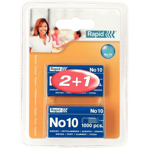 Blister de 2 000 + 1 000 agrafes Rapid n° 10 — Petit matériel bureau et école