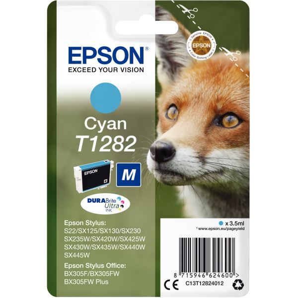 EPSON 1LB T1282 ink cartridge cyan standard capacity 3.5ml 1-pack blister without alarm — Consommables informatiques