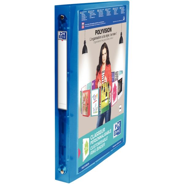 Classeur personnalisable en polypropylène POLYVISION, format A4, dos 3 cm, bleu, OXFORD POLYVISION — Classement
