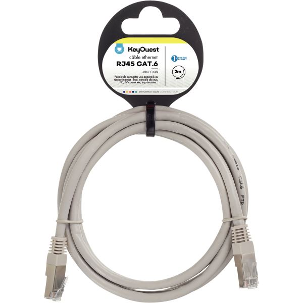 Cordon RJ45 catégorie 6 2m gris, N.C — INFORMATIQUE