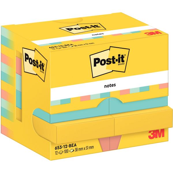 Post-it Bloc-note adhésif, 51 x 38 mm, Beachside Collection — Notes adhésives & distributeurs