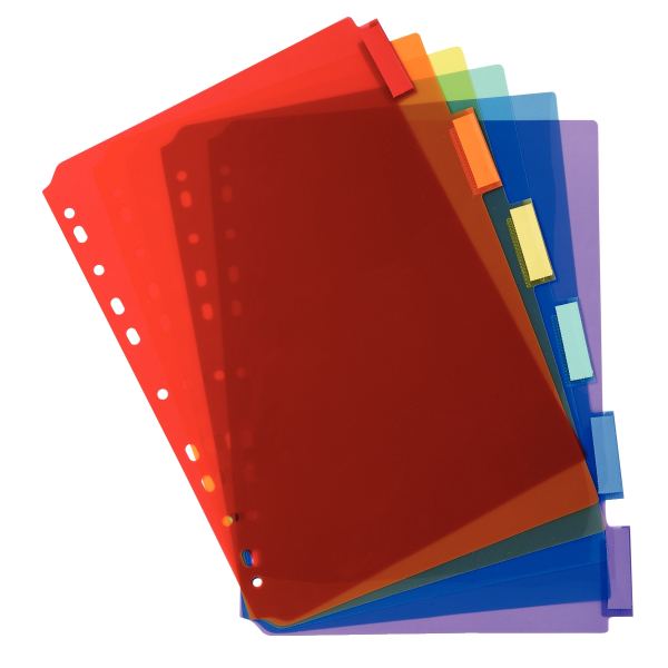Jeu de 6 intercalaires à onglets personnalisables en polypro, N.C — Classement