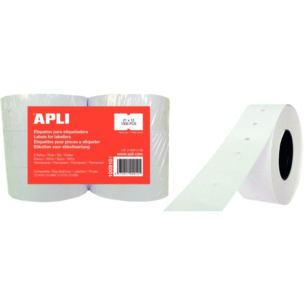 APLI Etiquette pour pince, rectangulaire, blanc, 21 x 12 mm — Affichage de prix & Accessoires
