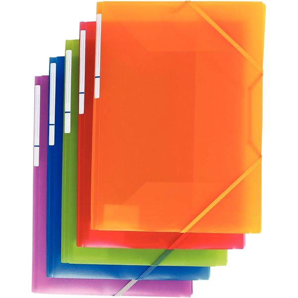 Carton de 30 chemises 3 rabats à élastiques COLOR FRESH en polypropylène, coloris assortis — Classement