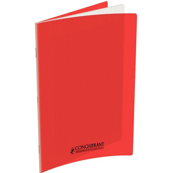 Piqûre 60 pages CONQUERANT, 24x32 cm, seyès, couv PP rouge — Non classé