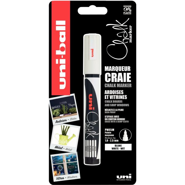 Blister de 1 marqueur craie Chalk pointe ogive blanc, POSCA — Écrire et corriger
