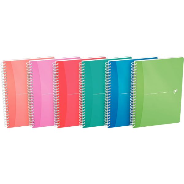 Oxford Cahier à spirale "My Colours", A4, quadrillé — Reliures spirales sans micro-perforation