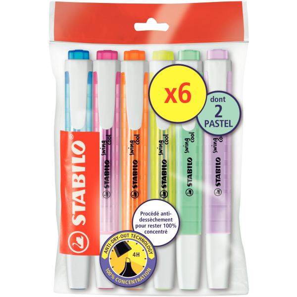 Pack de 6 surligneurs Swing Cool dont 2 pastels — Non classé