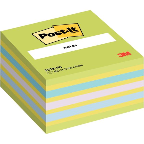 Post-it Bloc-note cube notes, 76 x 76 mm, bleu/vert — Notes adhésives & distributeurs