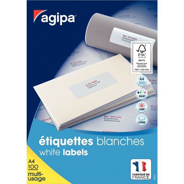 agipa Etiquette universelle, 105 x 70 mm, coins droits — Etiquettes multi-usage
