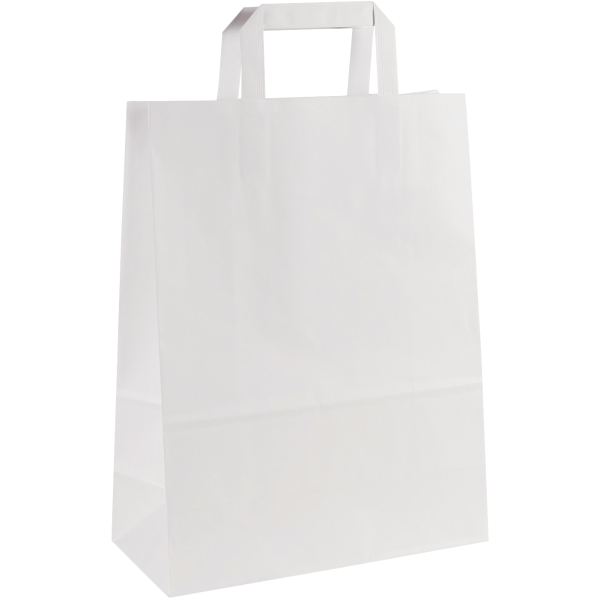 Carton de 200 sacs kraft blanc 26+12x34 cm poignées plates, N.C — COURRIER ET EXPEDITION