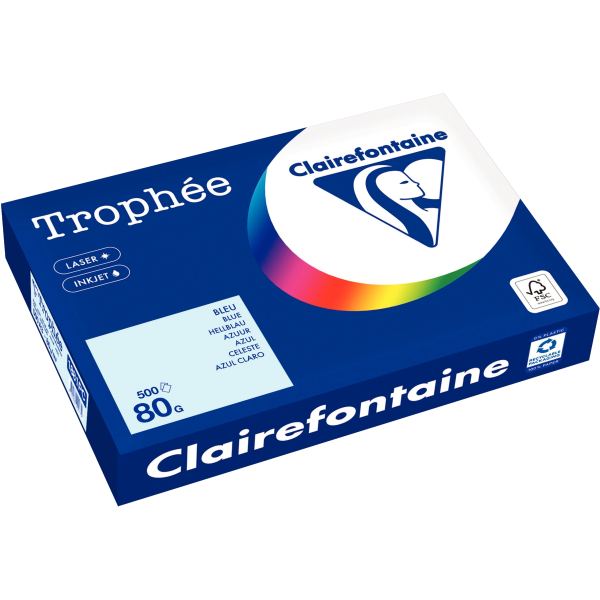 Ramette de 500 feuilles format A3 80g bleu CLAIREFONTAINE, TROPHEE — Papiers