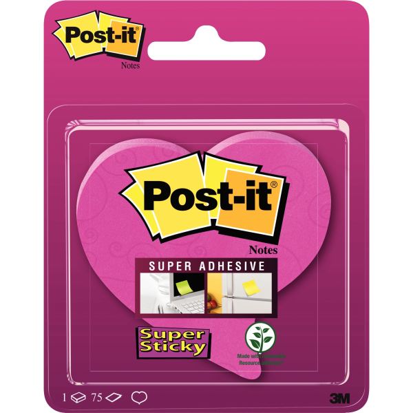 Post-it Bloc-note adhésif, en forme de coeur, 70 x 70 mm — Notes adhésives & distributeurs