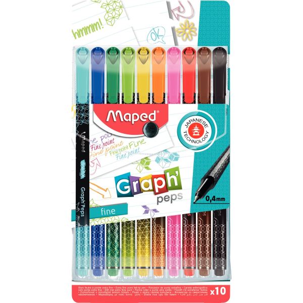 Pochette de 10 feutres GraphPeps assortis, N.C — Écrire et corriger