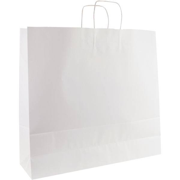 Carton de 100 sacs kraft blanc 40+16x45 cm poignées torsadées, N.C — COURRIER ET EXPEDITION