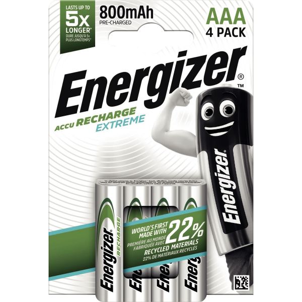 Blister 4 accu Energizer AAA / LR03 800 mAh, N.C — BUREAUTIQUE