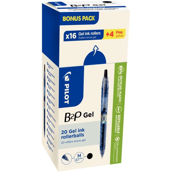 Pack de 20 stylos gel B2P noirs dont 4 gratuits — Écrire et corriger