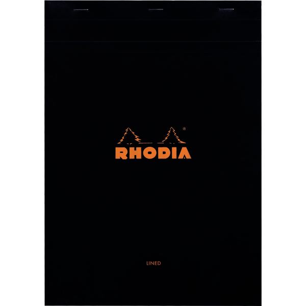 Bloc de bureau RHODIA BLACK 80 feuilles, format A4, ligné, p — CAHIERS ET DERIVES DE PAPIER