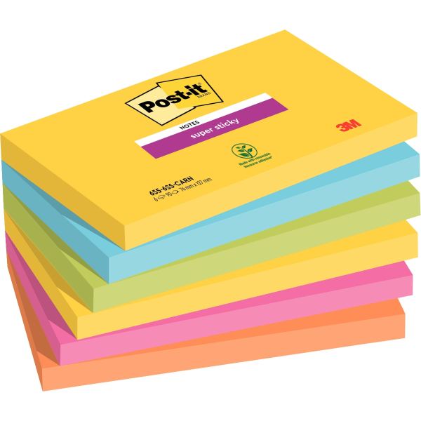 Paquet de 6 blocs de 90 feuilles Super Sticky post-it, 76 x 127 mm — Non classé