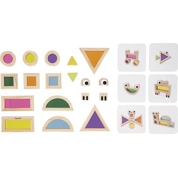 Blocs sensoriels translucides en bois, 18 pièces, JANOD — JEUX