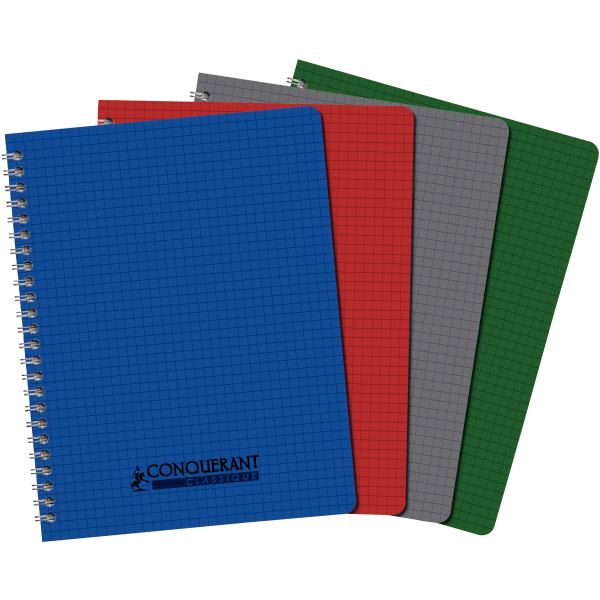 Reliure intégrale 100 pages CONQUERANT, 17x22 cm, 5x5, couve, CONQUERANT CLASSIQUE — CAHIERS ET DERIVES DE PAPIER