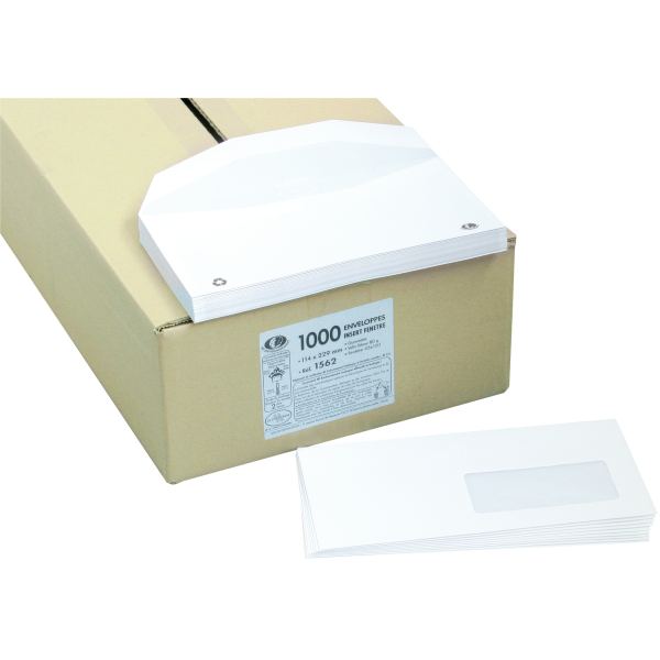 Boite de 1000 enveloppes blanches 114x229 mm 80g mécanisables, N.C — COURRIER ET EXPEDITION