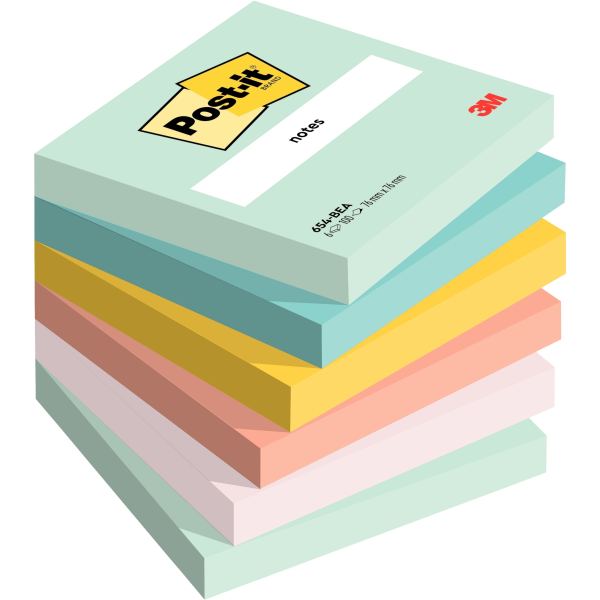 Paquet de 6 blocs notes post it adhesives100 feuilles 76 x 76 mm collection Beachside, Post-it — Notes adhésives &…