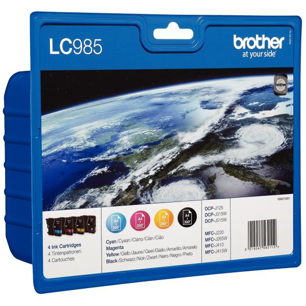 BROTHER LC-985 cartouche d encre noir et tricolore capacité standard nr: 300 pages, cl: 260 pages 4-pack blister sans…