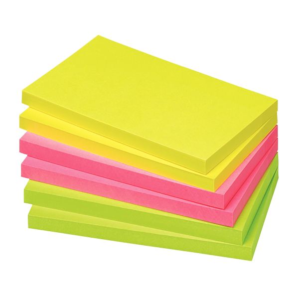 Lot de 6 blocs de notes repositionnables de 80 feuilles 75 x 125 mm couleurs vives assorties, N.C — CAHIERS ET DERIVES DE…