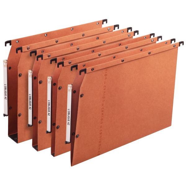 Paquet de 25 dossiers suspendus ULTIMATE en kraft 240g pour armoire, dos 30 mm, orange, L'Oblique — Dossiers suspendus