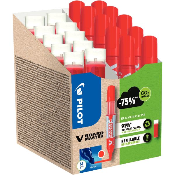 Pack de 10 marqueurs V-Board Master + 10 recharges rouges — Non classé