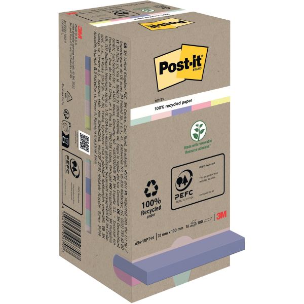 Tour distributrice de 16 blocs de 100 feuilles post-it recyclées 76 x 76 mm collection nature — Notes adhésives &…