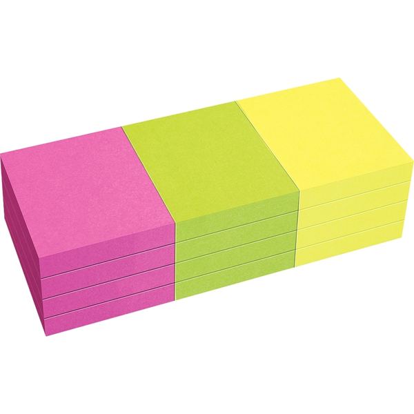 Lot de 12 blocs de notes repositionnables de 80 feuilles 40 x 50 mm couleurs vives assorties, N.C — CAHIERS ET DERIVES DE…