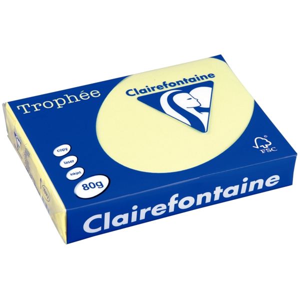 Ramette de 500 feuilles format A4 80g canari CLAIREFONTAINE, TROPHEE — Papiers